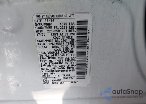 2017 Nissan Rogue Sv z USA, uszkodzony, nr VIN JN8AT2MV6HW255665